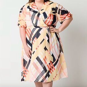 Liz Claiborne Yellow and Black Plaid Midi Dress- 22w